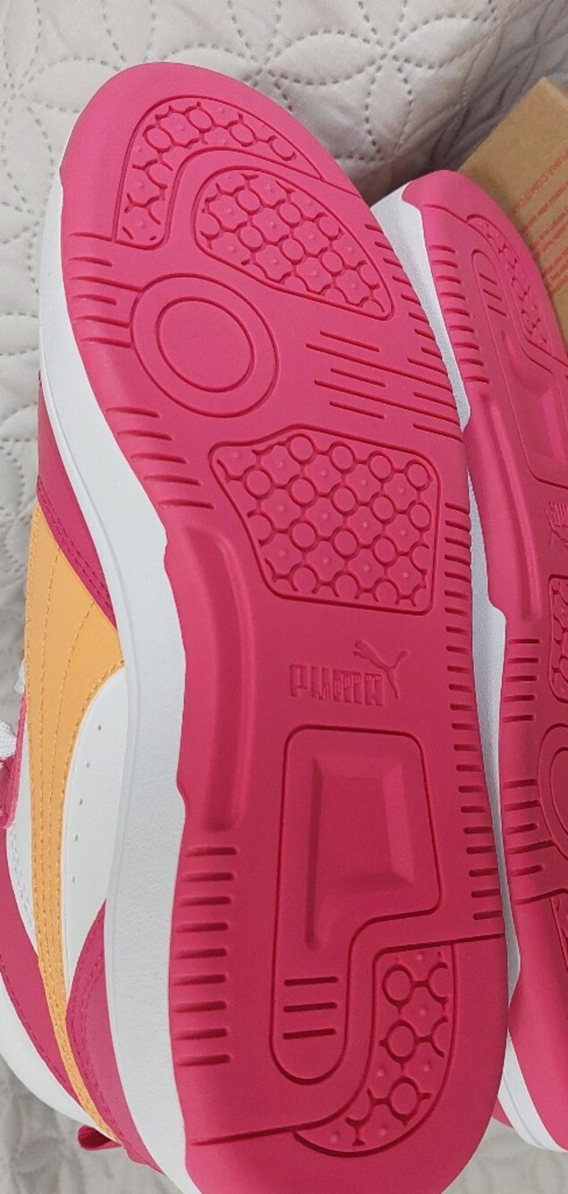 Puma Low-Top Sneakers in White and Pink with Yellow Accent - Picture 4 of 9
